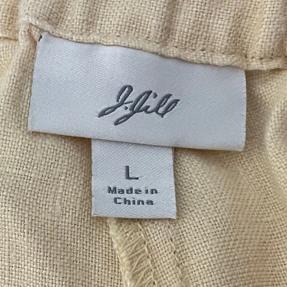 J. Jill Yellow Linen Crop Cargo Pants Bloomers Large Ruffle Trim - Picture 9 of 9